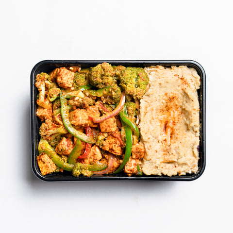 Paneer & Broccoli Tandoori with Garlic Hummus
