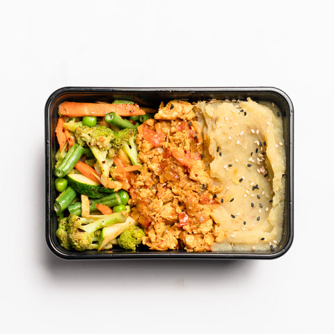 Chicken Kheema with Sweet Potato & Spicy Green Vegetables
