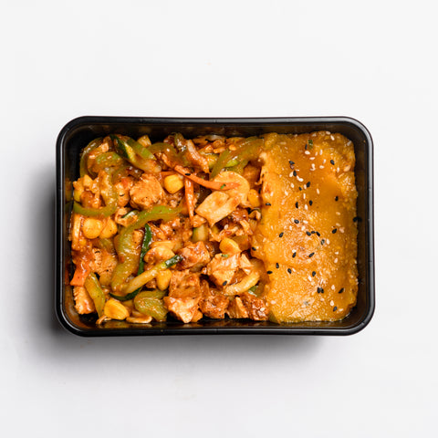 Chicken Marinara with Sautéed Mushroom & Pumpkin Mash