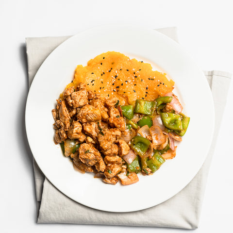 Chilli Chicken with Green Vegetables & Pumpkin Mash