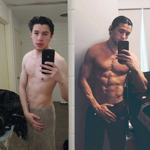 Keelan, gained 20 kgs of muscle.