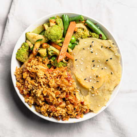 Chicken Kheema with Sweet Potato & Spicy Green Vegetables