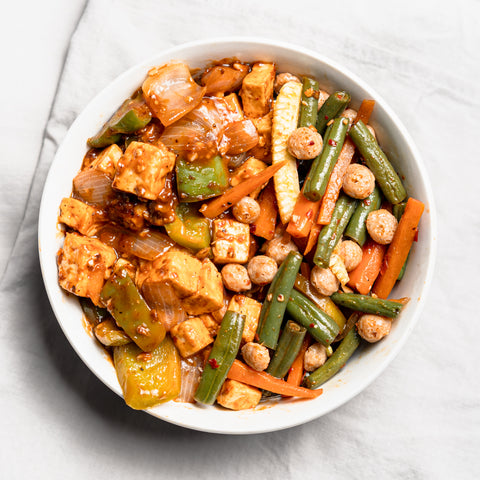 Chilli Paneer with Stir Fry Vegetables