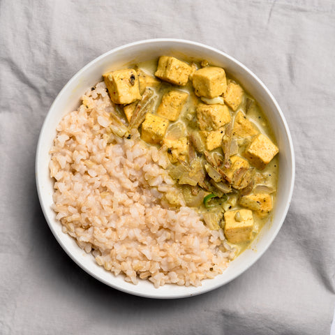 Tofu Spinach Gravy with Brown Rice